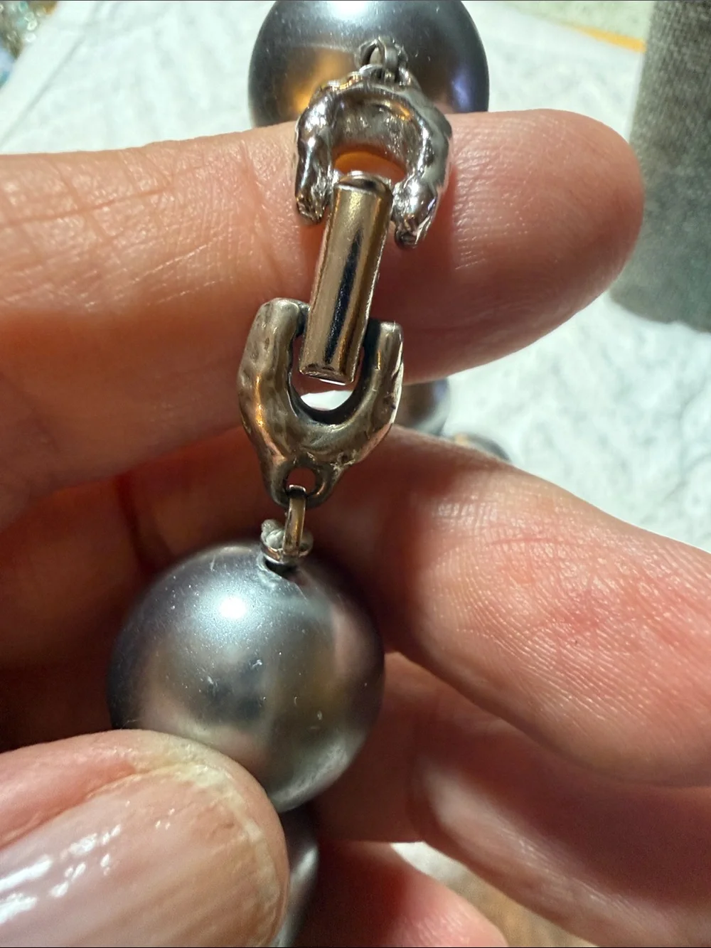 Vintage Richelieu Gray Charcol Bead Necklace - Women Jewelry